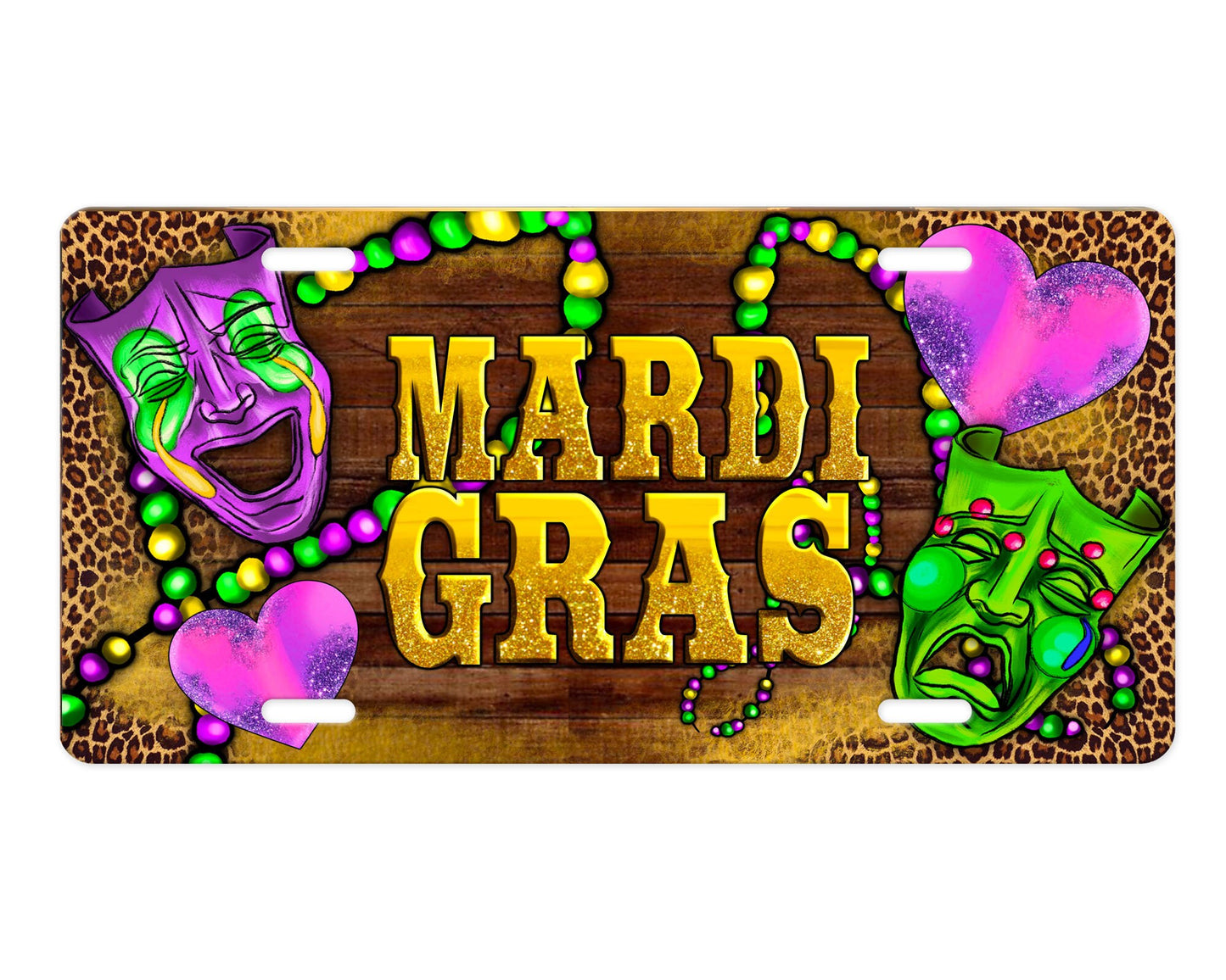 Mardi Gras Masks Vanity Aluminum Front License Plate