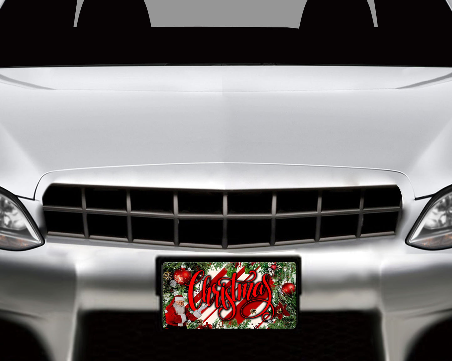 Candy Cane Stripe Merry Christmas Aluminum Vanity License Plate