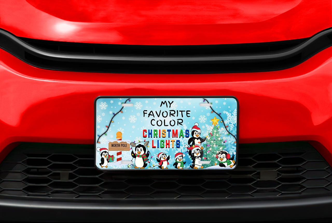 My Favorite Color is Christmas Lights Aluminum Vanity License Plate