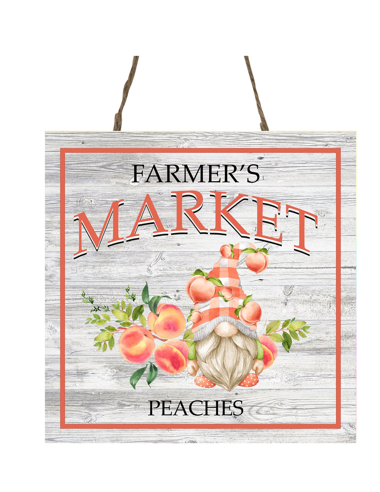 Farm to Market Peach Gnomes Printed Handmade Wood  Mini Sign Kitchen Sign