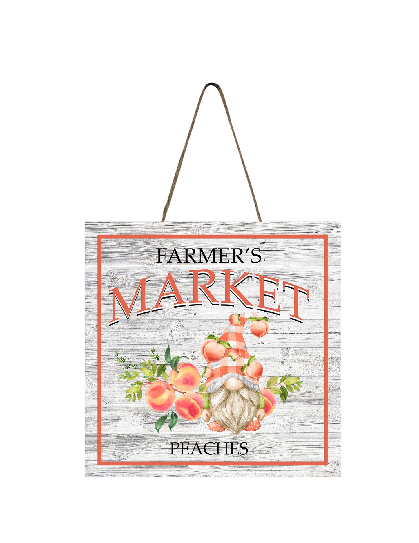 Farm to Market Peach Gnomes Printed Handmade Wood  Mini Sign Kitchen Sign