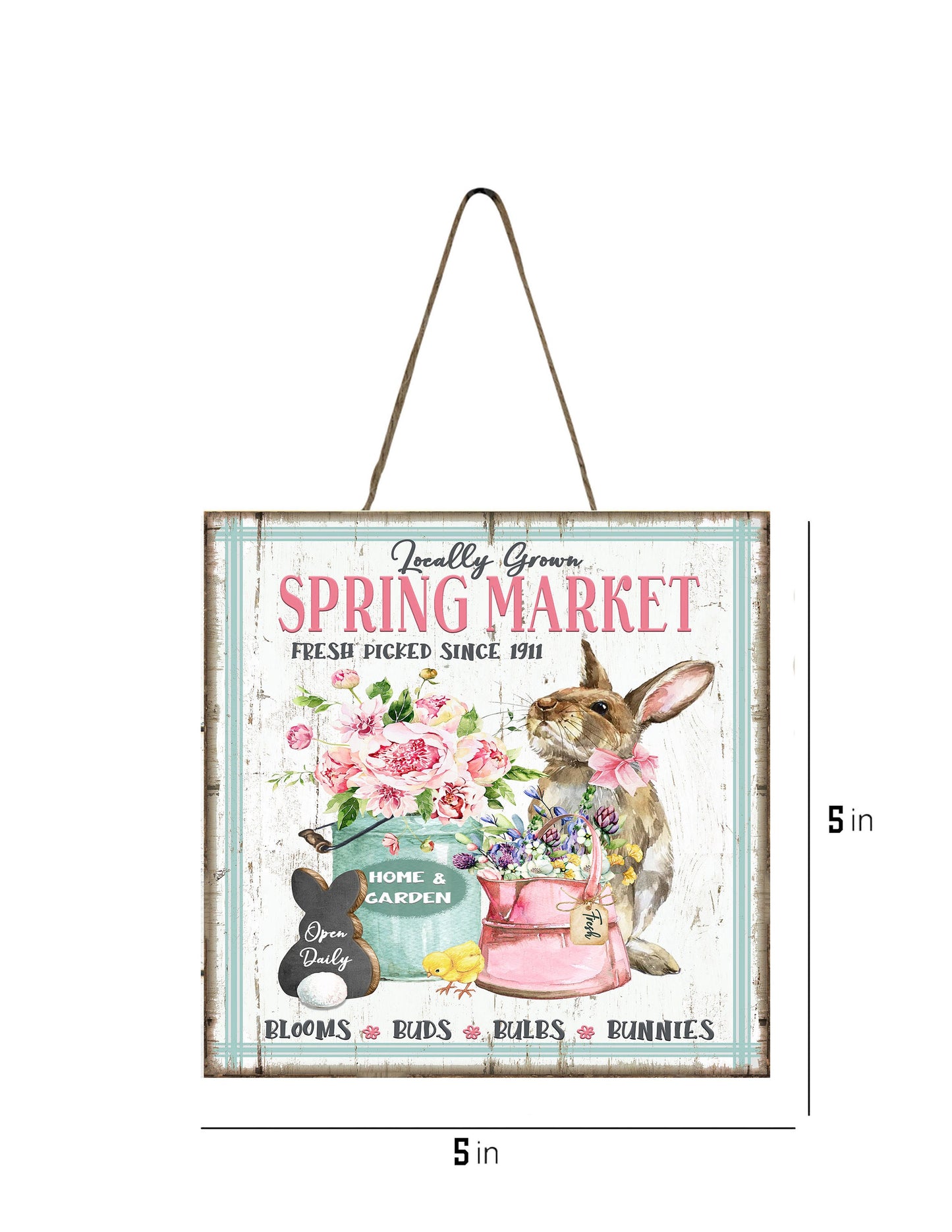 Locally Grown Spring Market Printed Handmade Wood  Mini Sign Kitchen Sign