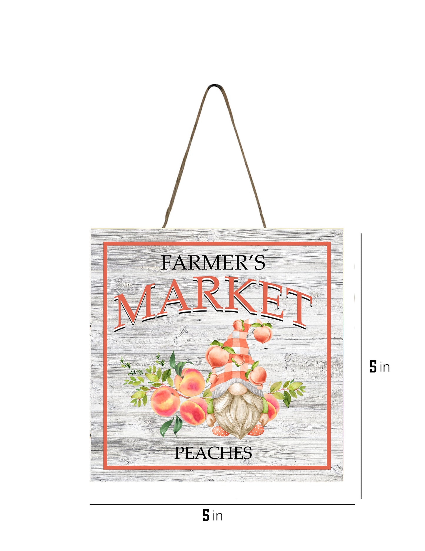 Farm to Market Peach Gnomes Printed Handmade Wood  Mini Sign Kitchen Sign