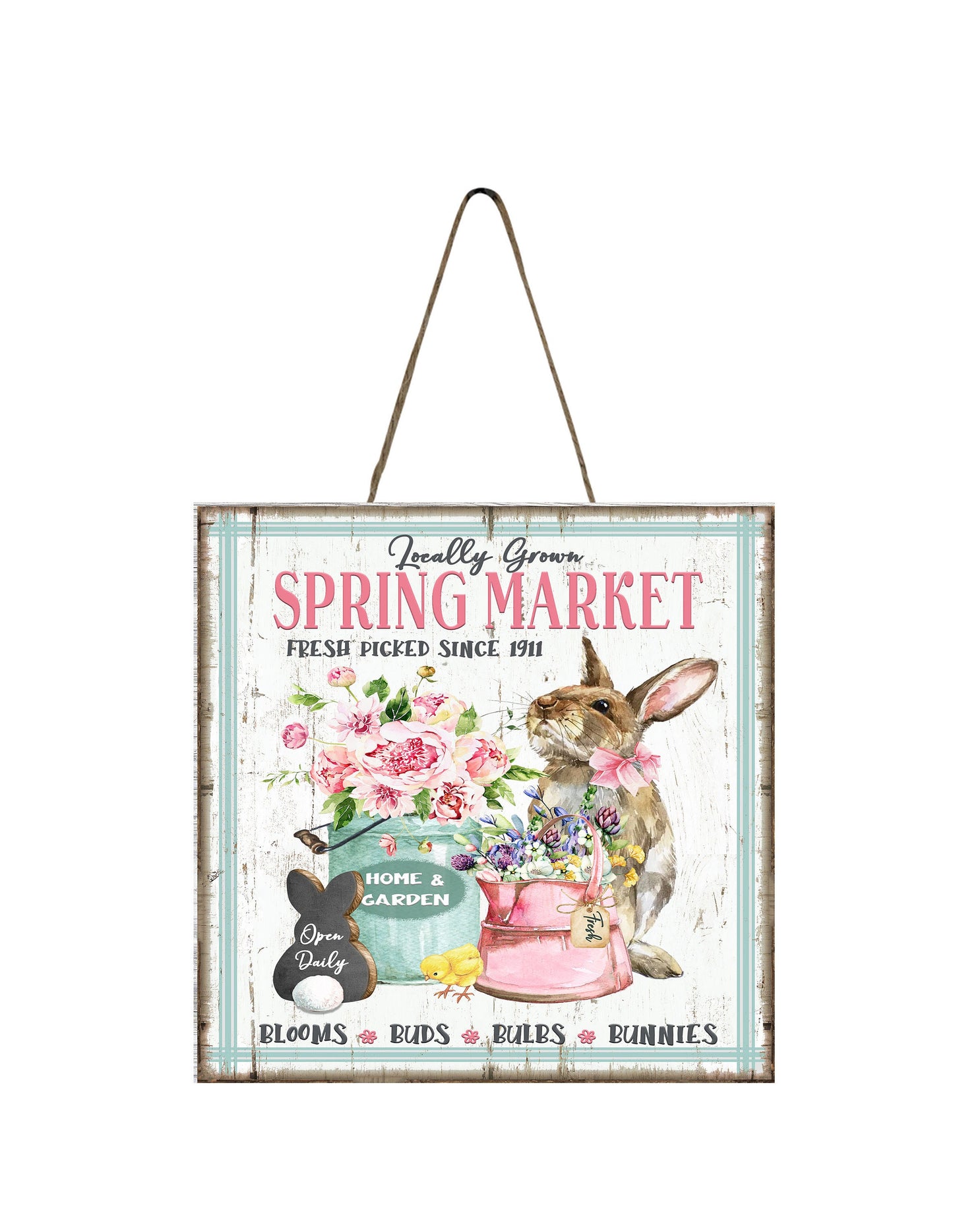 Locally Grown Spring Market Printed Handmade Wood  Mini Sign Kitchen Sign