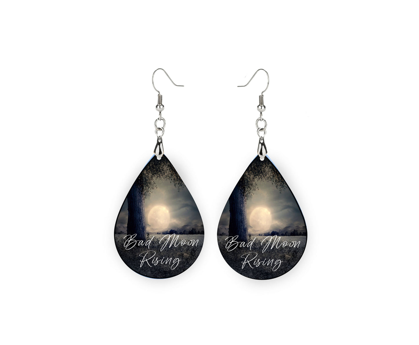 Set of Bad Moon Rising Tear Drop Printed Earrings