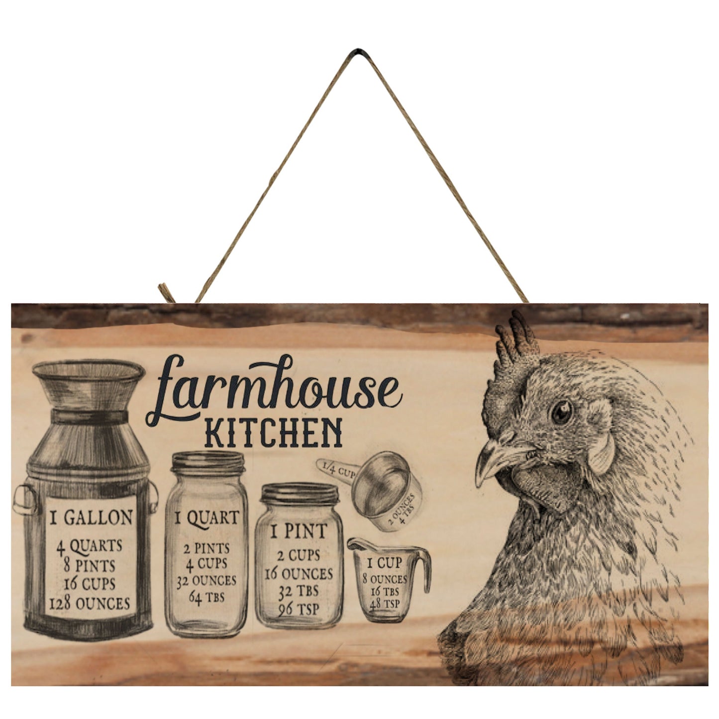 Farmhouse Kitchen Measurements Printed Handmade Wood Sign