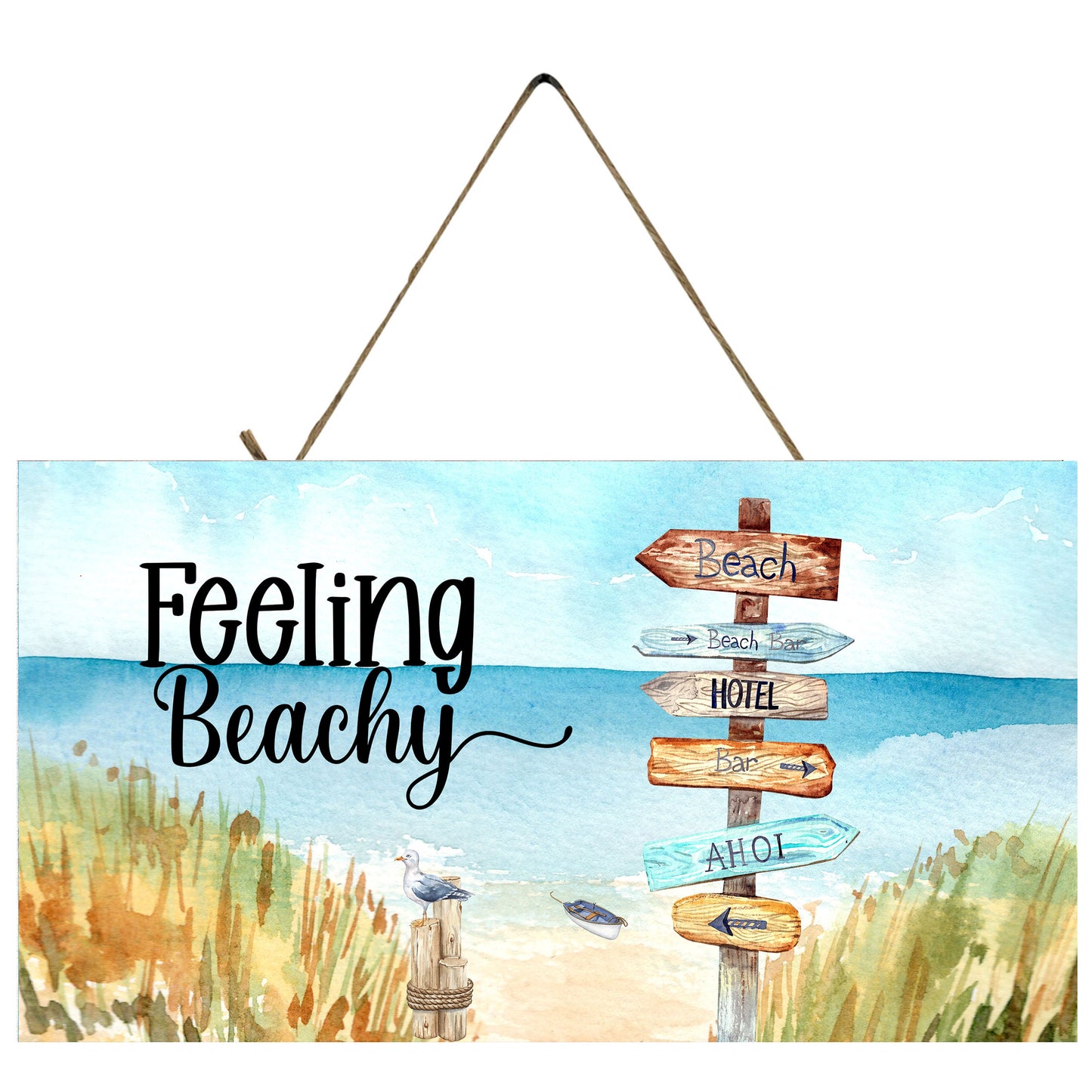 Feeling Beachy Coastal Nautical Printed Handmade Wood Sign