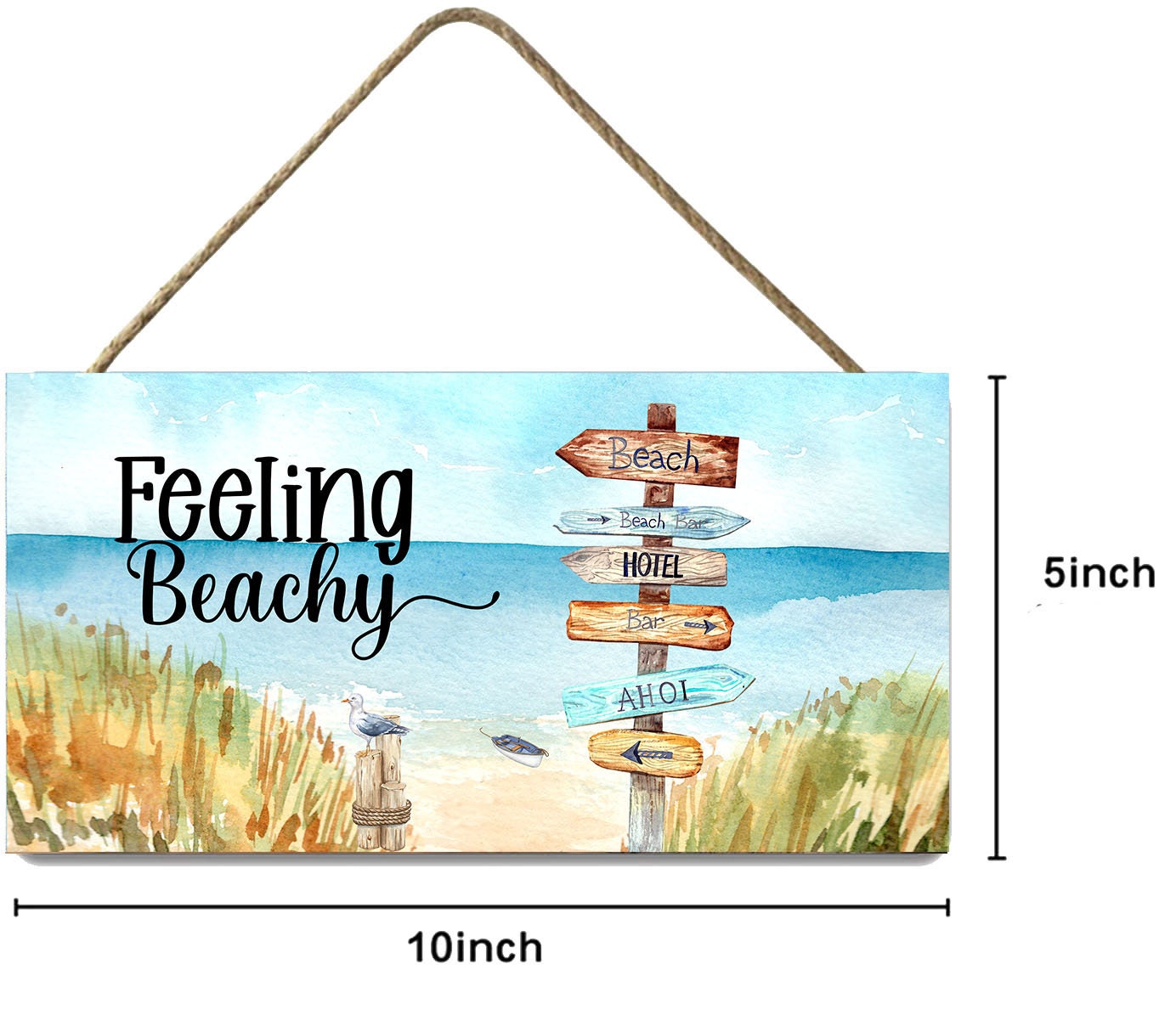 Feeling Beachy Coastal Nautical Printed Handmade Wood Sign