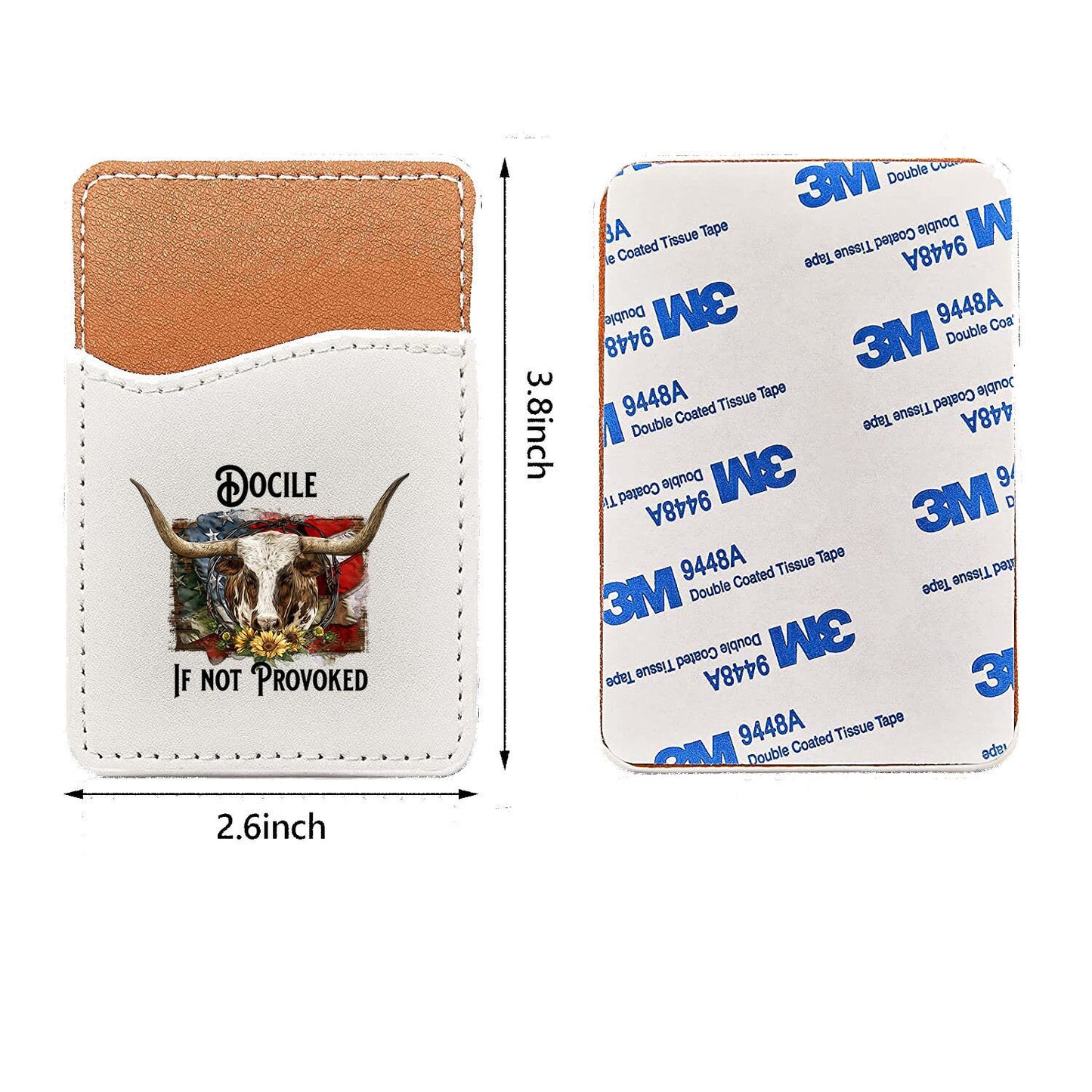 Docile if Not Provoked Longhorn Western Cow Phone Wallet Credit Card Holder