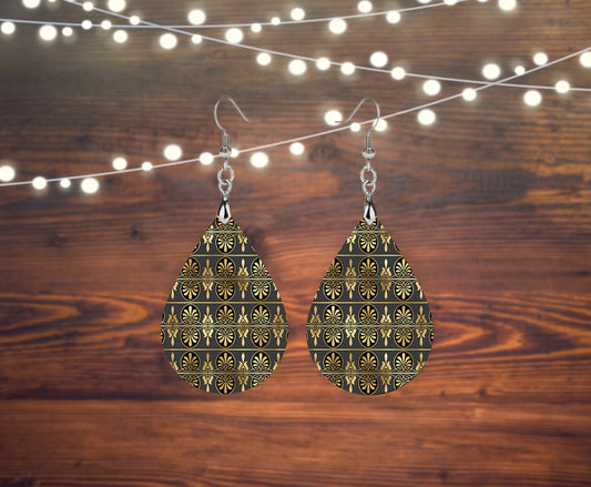 Elegant Pattern Tear Drop Dangle Printed Earrings Jewelry Handmade