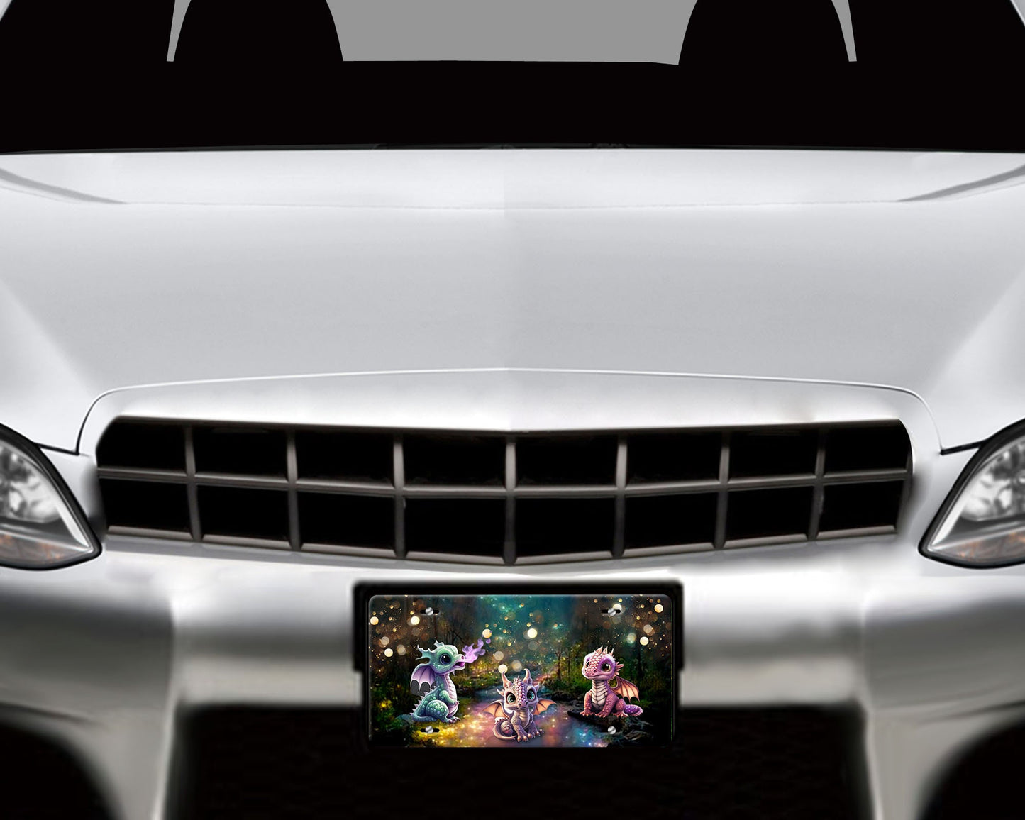 Baby Dragons Fantasy Aluminum Front License Plate Vanity Plate