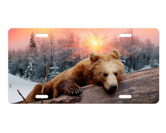 Bear at Sunrise Wildlife Hunting Aluminum Front License Plate Vanity Plate