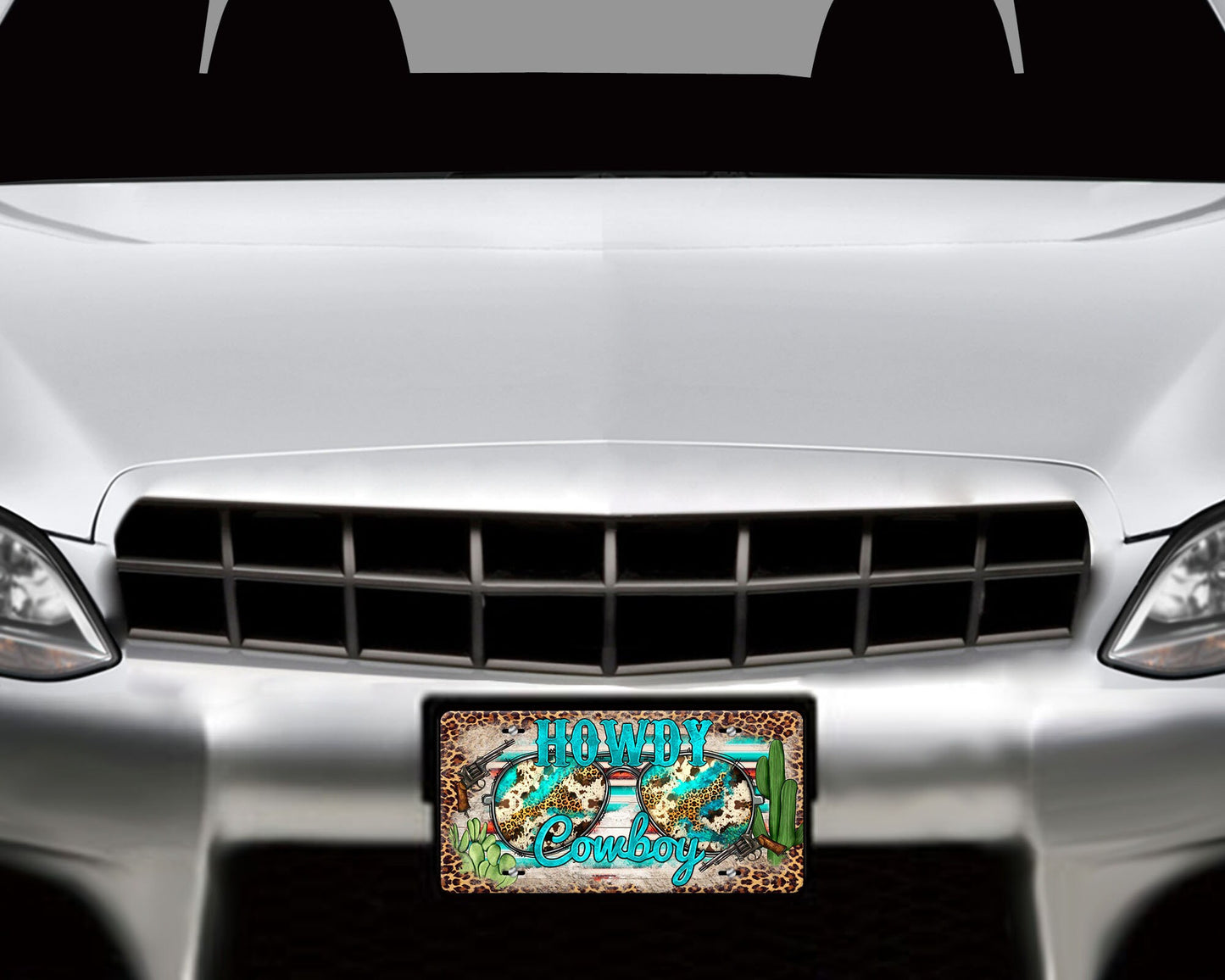 Howdy Cowboy Western Aluminum Front License Plate Vanity Plate