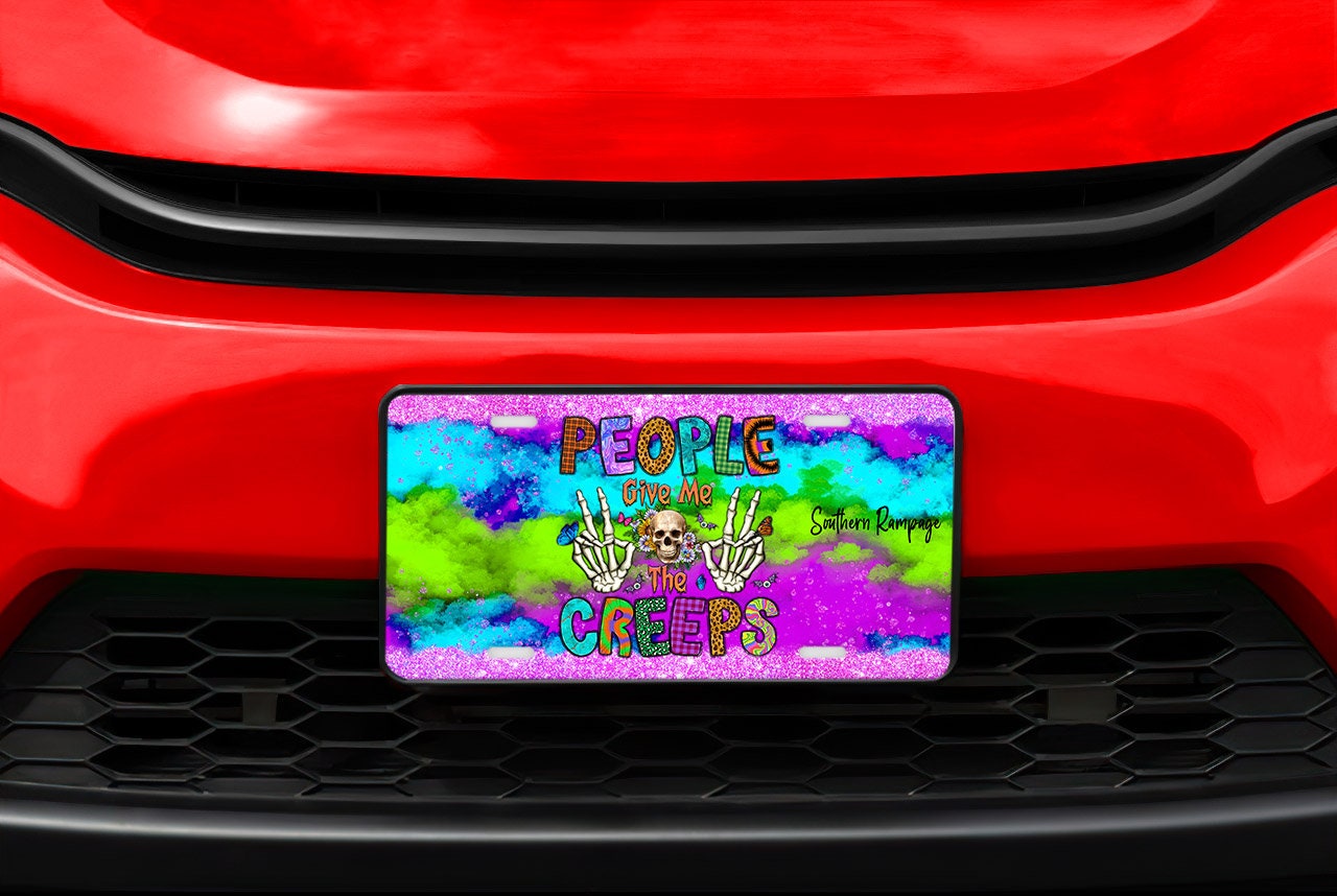 People Give Me the Creeps Aluminum Vanity License Plate Car Accessory Decorative Front Plate