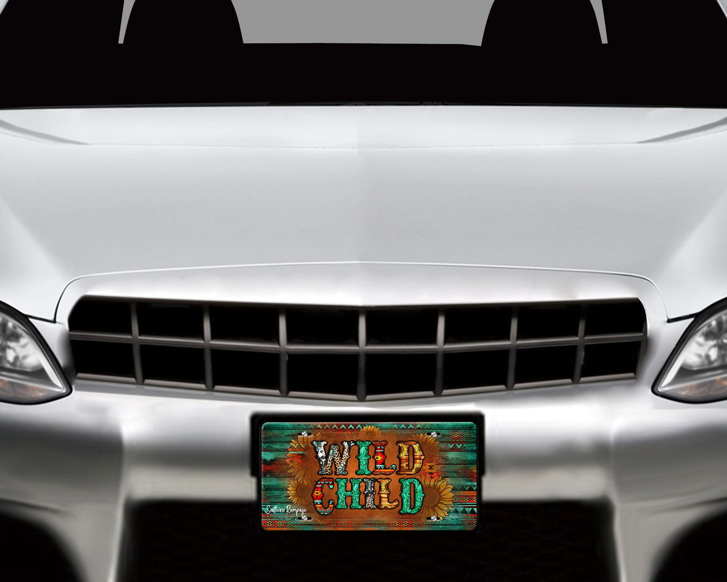 Wild Child Western Aluminum Vanity License Plate Car Accessory Decorative Front Plate