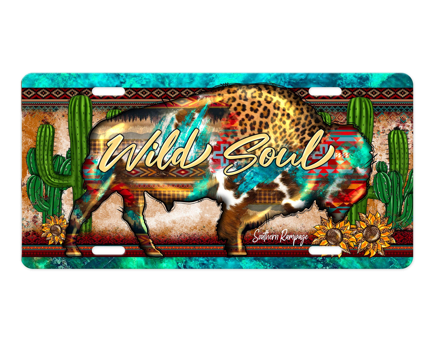 Wild Soul Bison Western Aluminum Vanity License Plate Car Accessory Decorative Front Plate