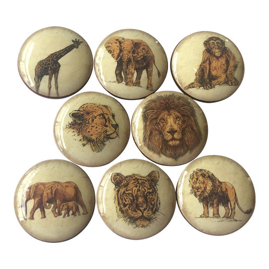 Set of 8 Vintage Wildlife Wood Cabinet Knobs Kitchen Cabinet Nursery Knobs Dresser Drawer Knobs