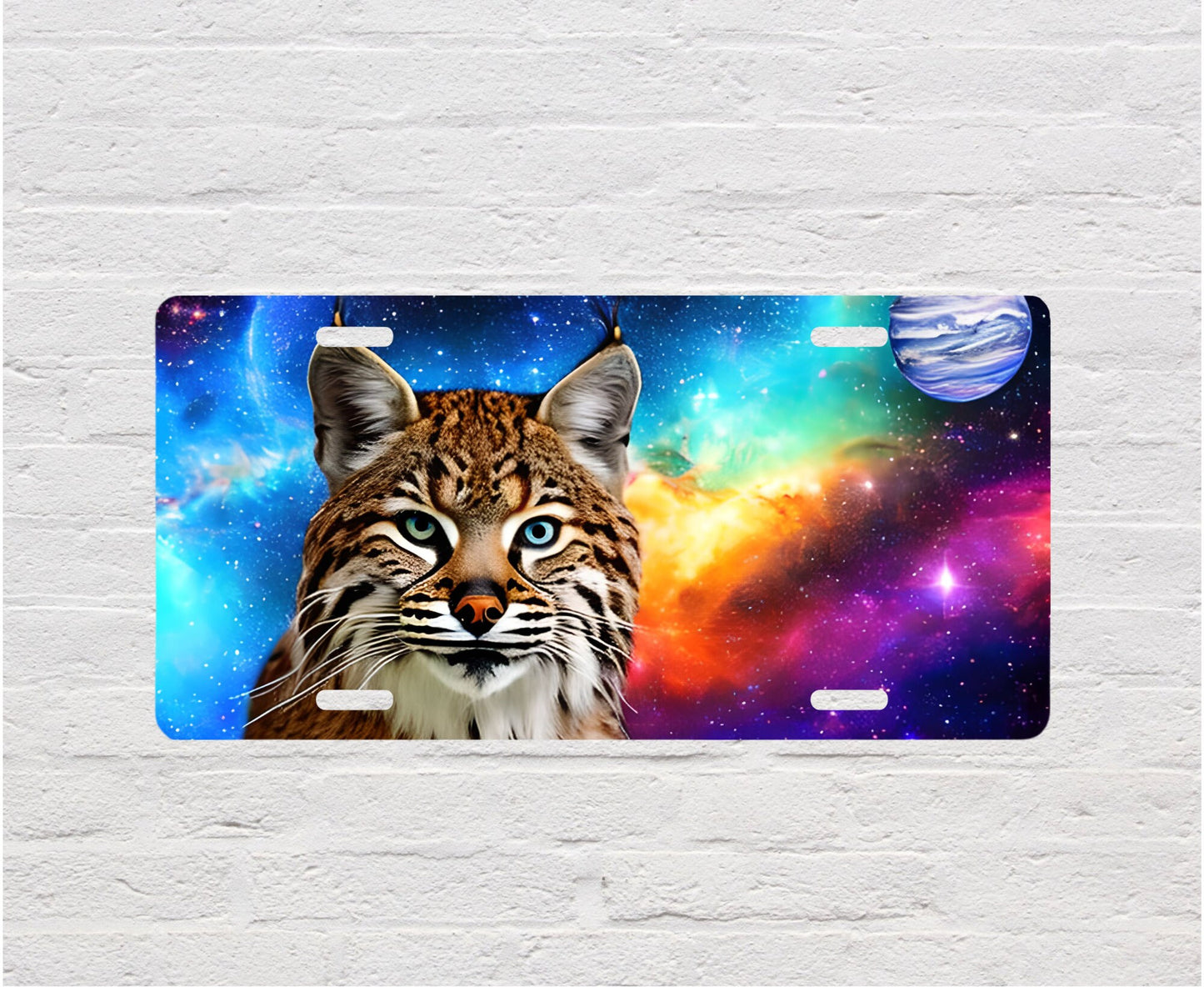 Bobcat Galaxy Wildlife Aluminum Front License Plate Vanity Plate