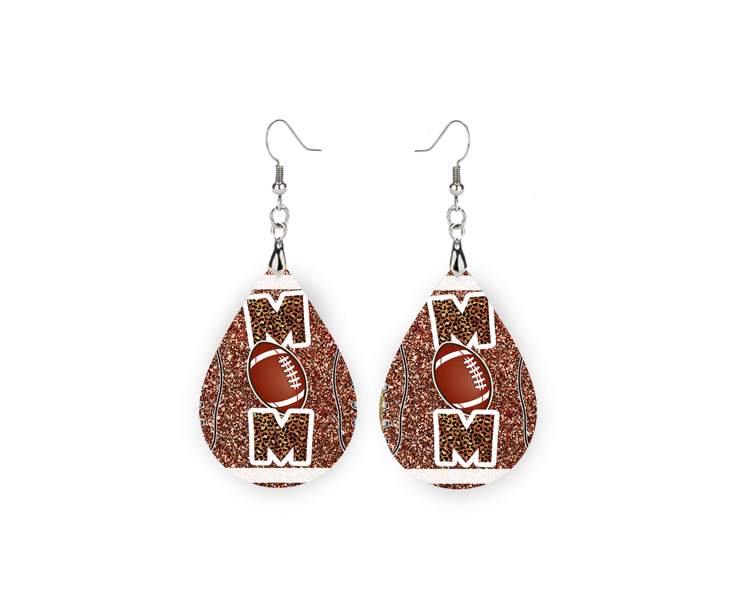 Football Mom Tear Drop Dangle Printed Earrings Jewelry Handmade