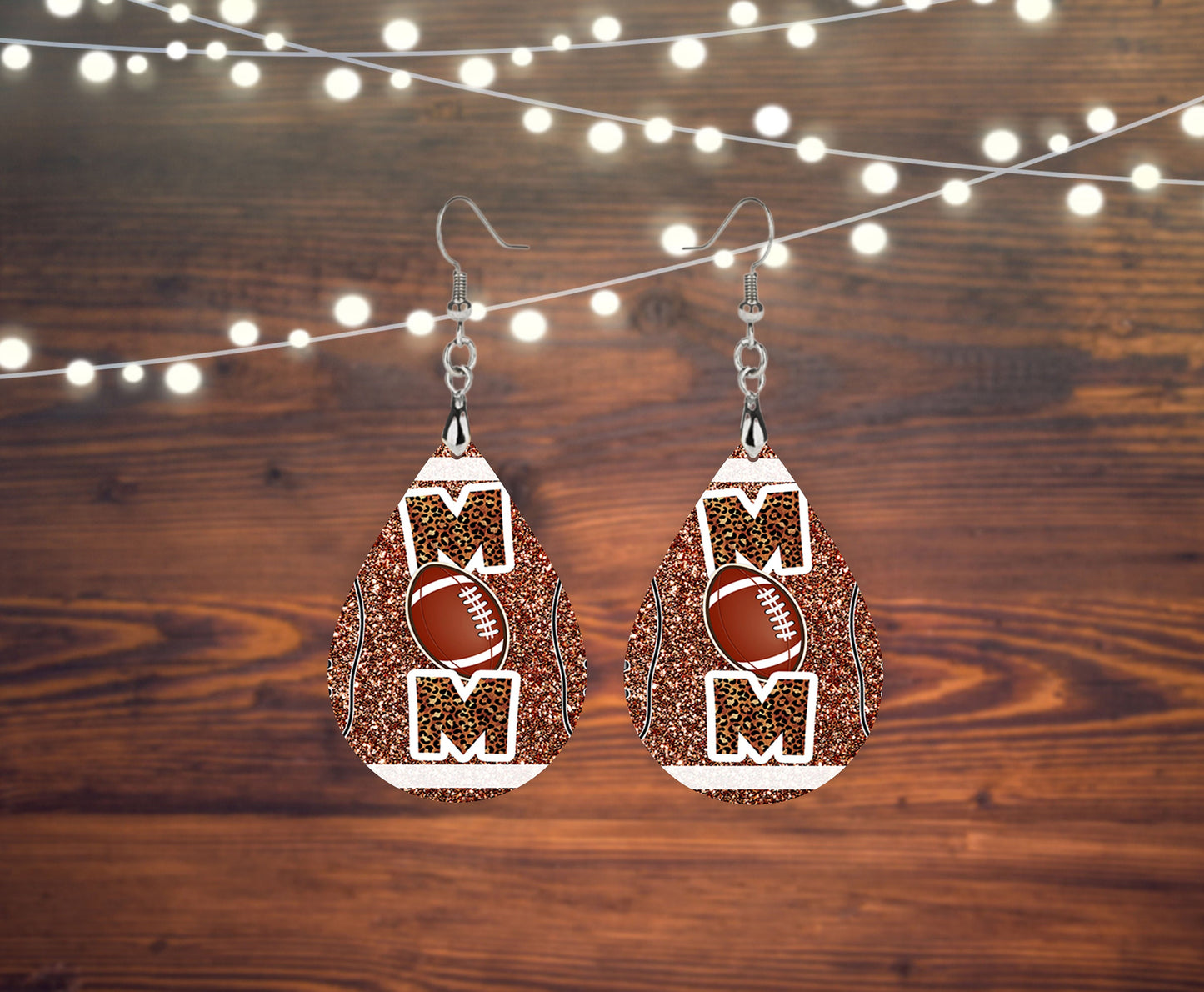 Football Mom Tear Drop Dangle Printed Earrings Jewelry Handmade