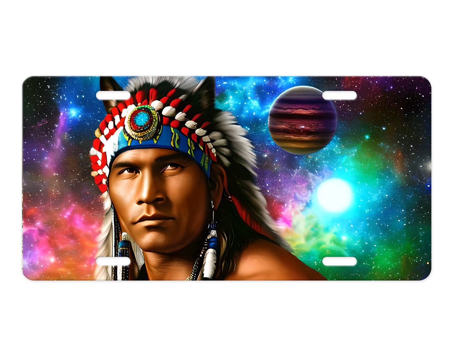 Handsome Native American Vanity Aluminum Front License Plate Car Accessory
