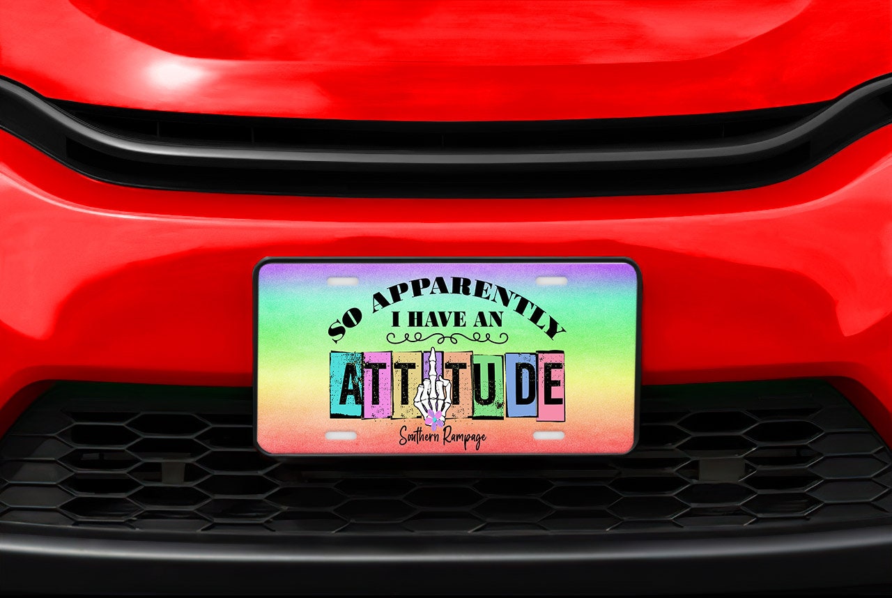 Apparently I Have an Attitude Aluminum Vanity License Plate Car Accessory Decorative Front Plate