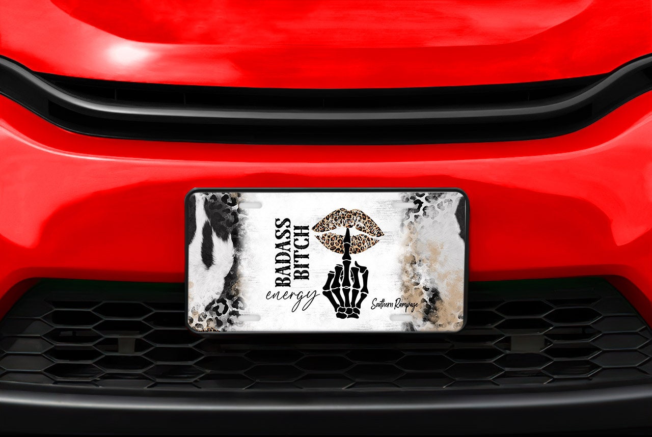 Badass Bitch Energy Aluminum Vanity License Plate Car Accessory Decorative Front Plate
