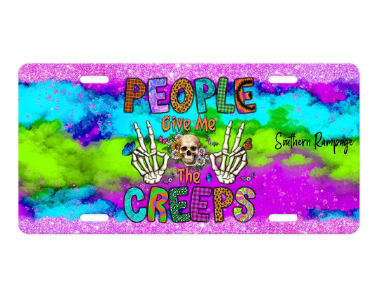 People Give Me the Creeps Aluminum Vanity License Plate Car Accessory Decorative Front Plate