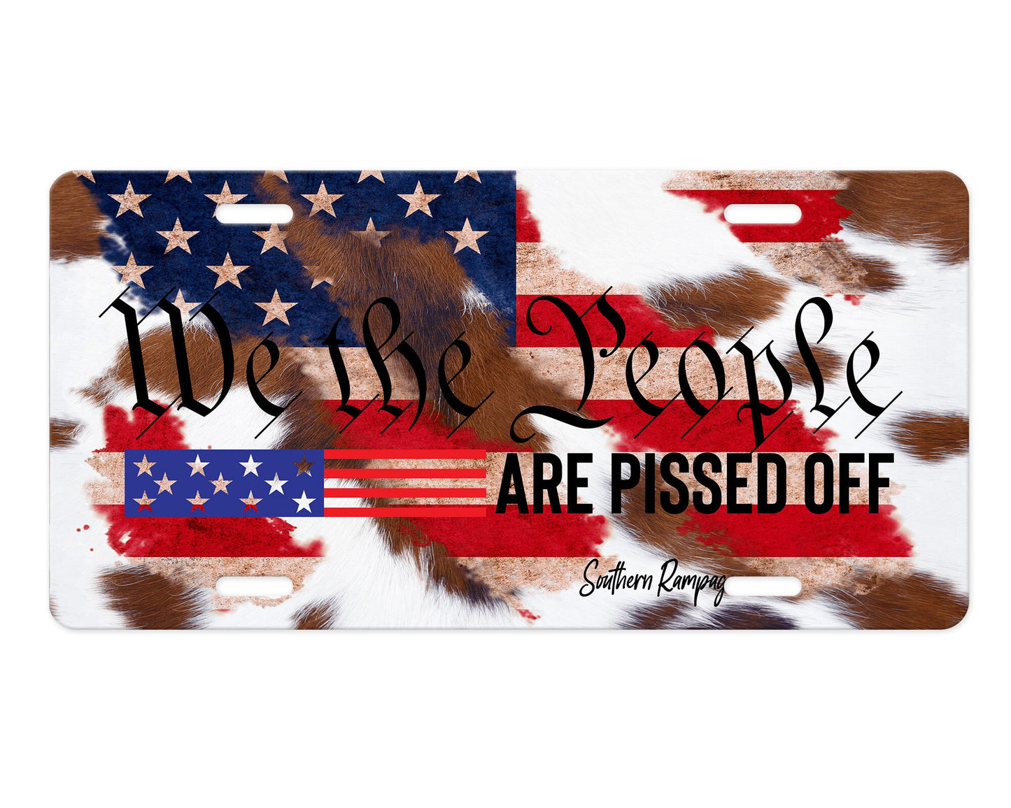 We The People are Pissed Off American Flag Aluminum Vanity License Plate Car Accessory Decorative Front Plate