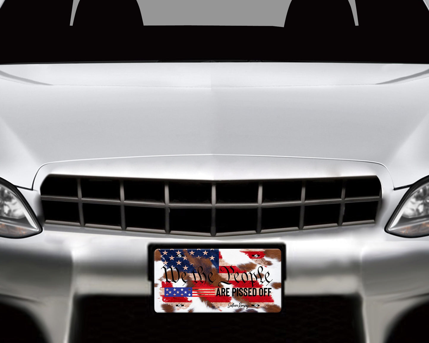 We The People are Pissed Off American Flag Aluminum Vanity License Plate Car Accessory Decorative Front Plate