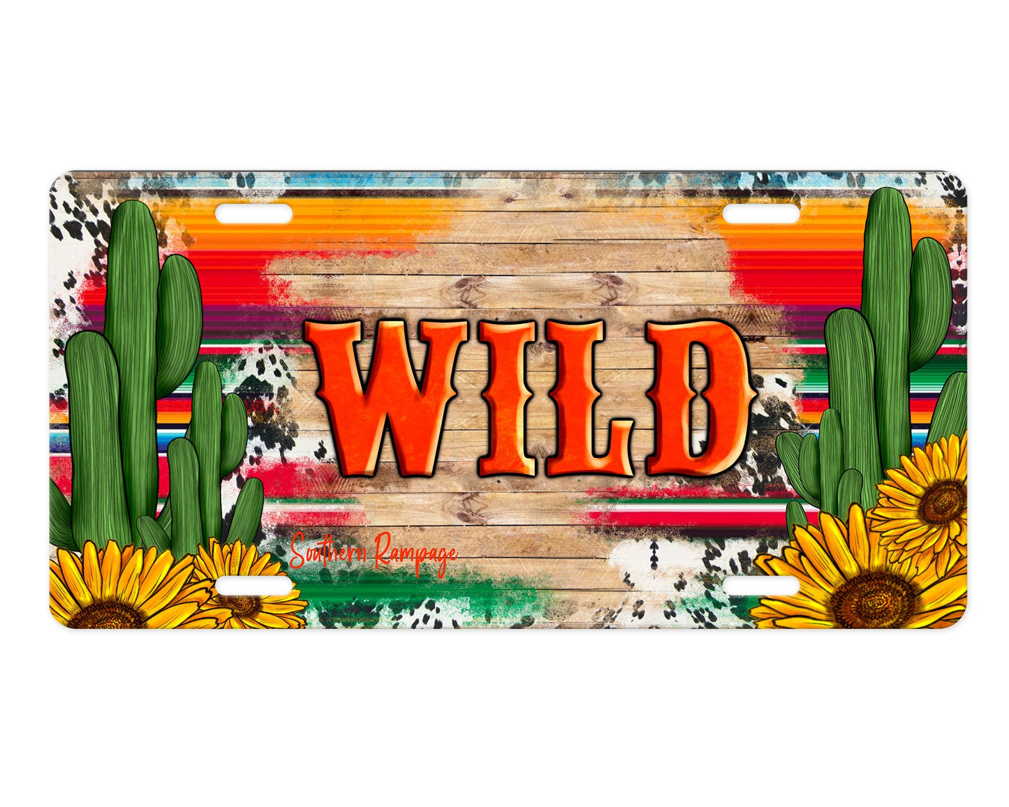 Wild Cactus Western Aluminum Vanity License Plate Car Accessory Decorative Front Plate