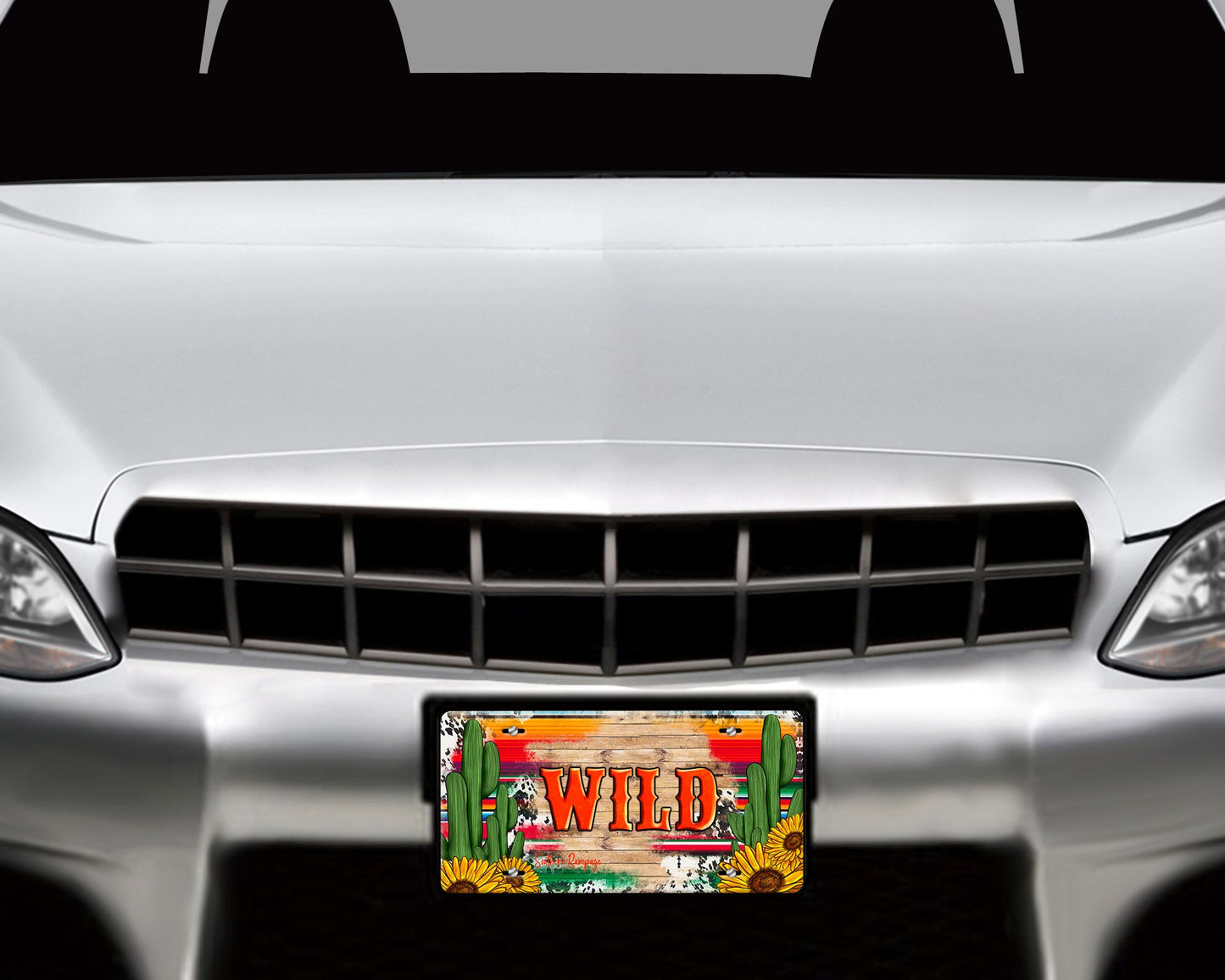 Wild Cactus Western Aluminum Vanity License Plate Car Accessory Decorative Front Plate