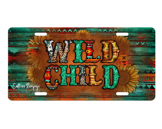 Wild Child Western Aluminum Vanity License Plate Car Accessory Decorative Front Plate