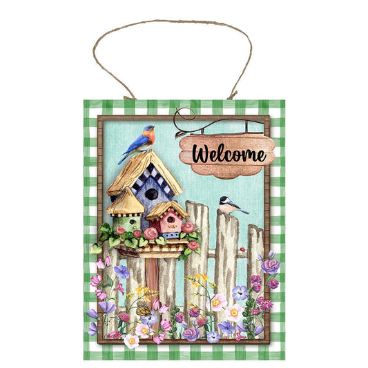 Birdhouse Welcome  Printed Handmade Wood Sign