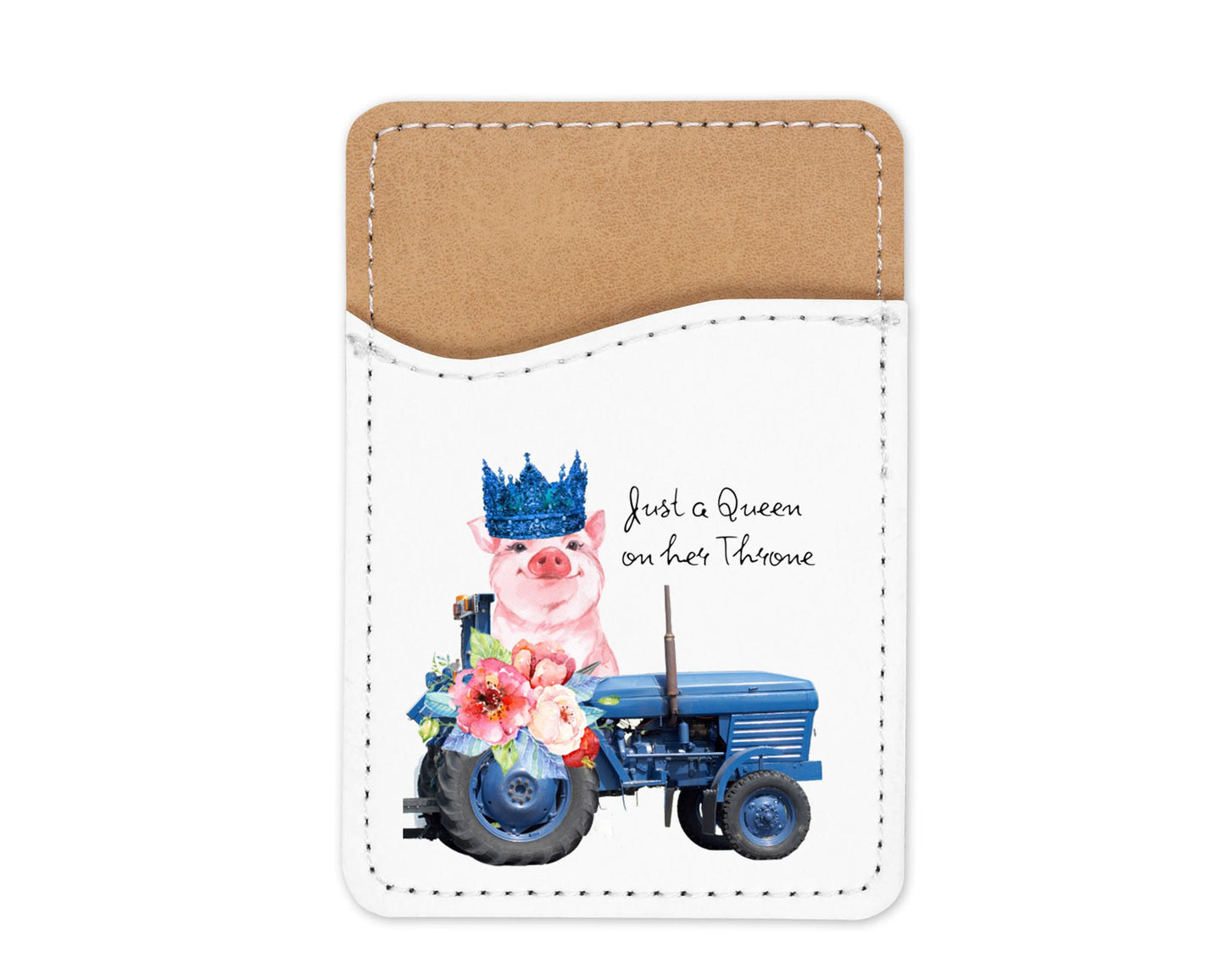 A Queen on her Throne PIg  Western Phone Wallet Credit Card Holder