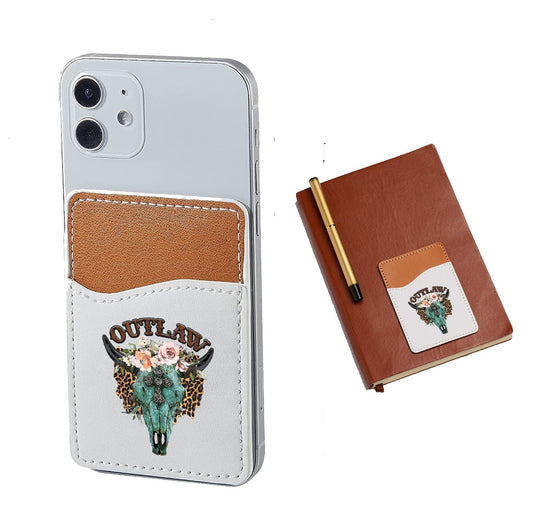 Outlaw Cow Skull Western Phone Wallet Credit Card ID Holder Fits any Phone