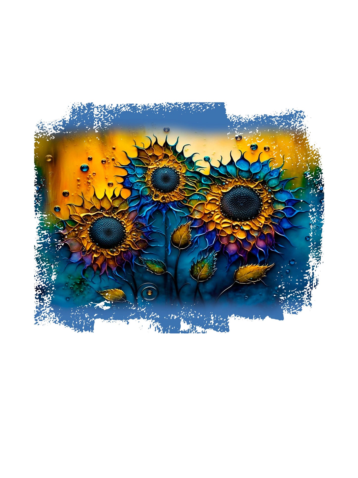 16x20 Sunflowers in Blue Floral Wall Art Canvas Print