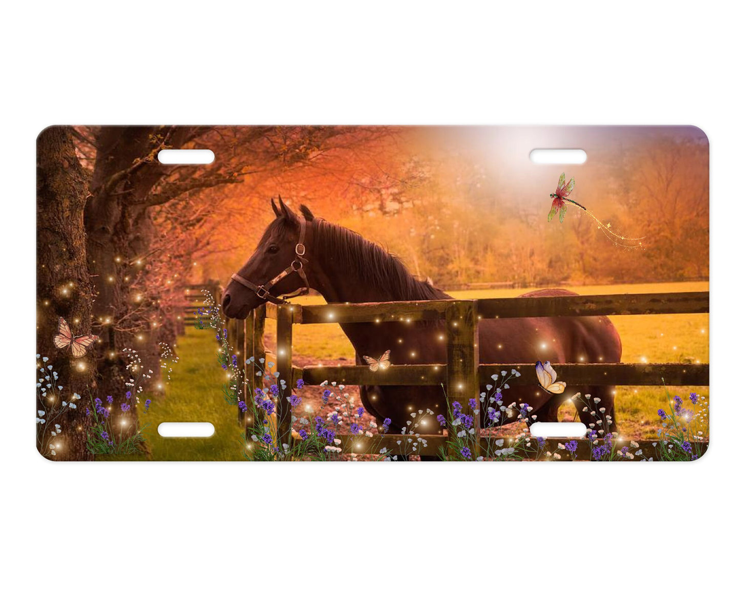 Horse Field of Sunshine Vanity Aluminum License Plate Car Accessory