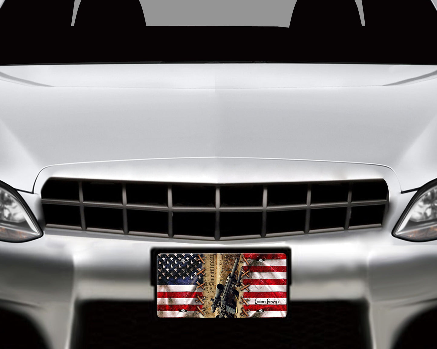 2nd Amendment Flag Aluminum Vanity License Plate Car Accessory Decorative Front Plate