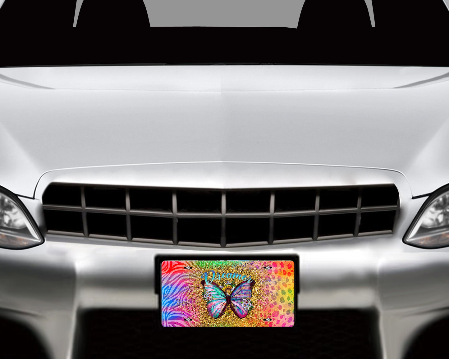 Dreamer Butterfly Aluminum Vanity License Plate Car Accessory Decorative Front Plate