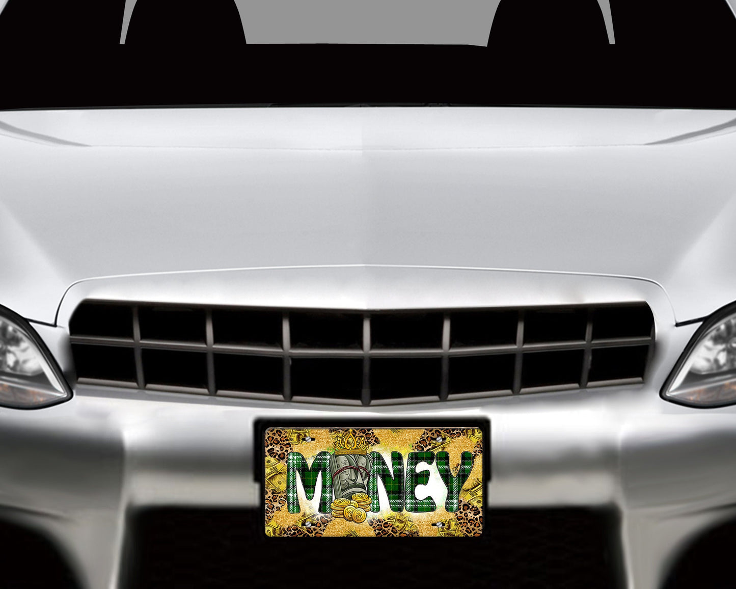 Money Aluminum Vanity License Plate Car Accessory Decorative Front Plate