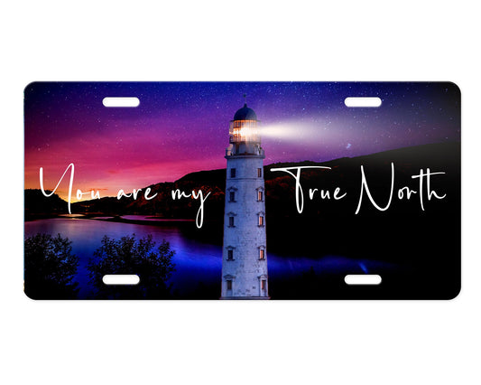 True North Lighthouse Vanity Decorative Front License Plate - Cute Car License Plate Made in USA - Aluminum Metal Plate  Front Plate for Car