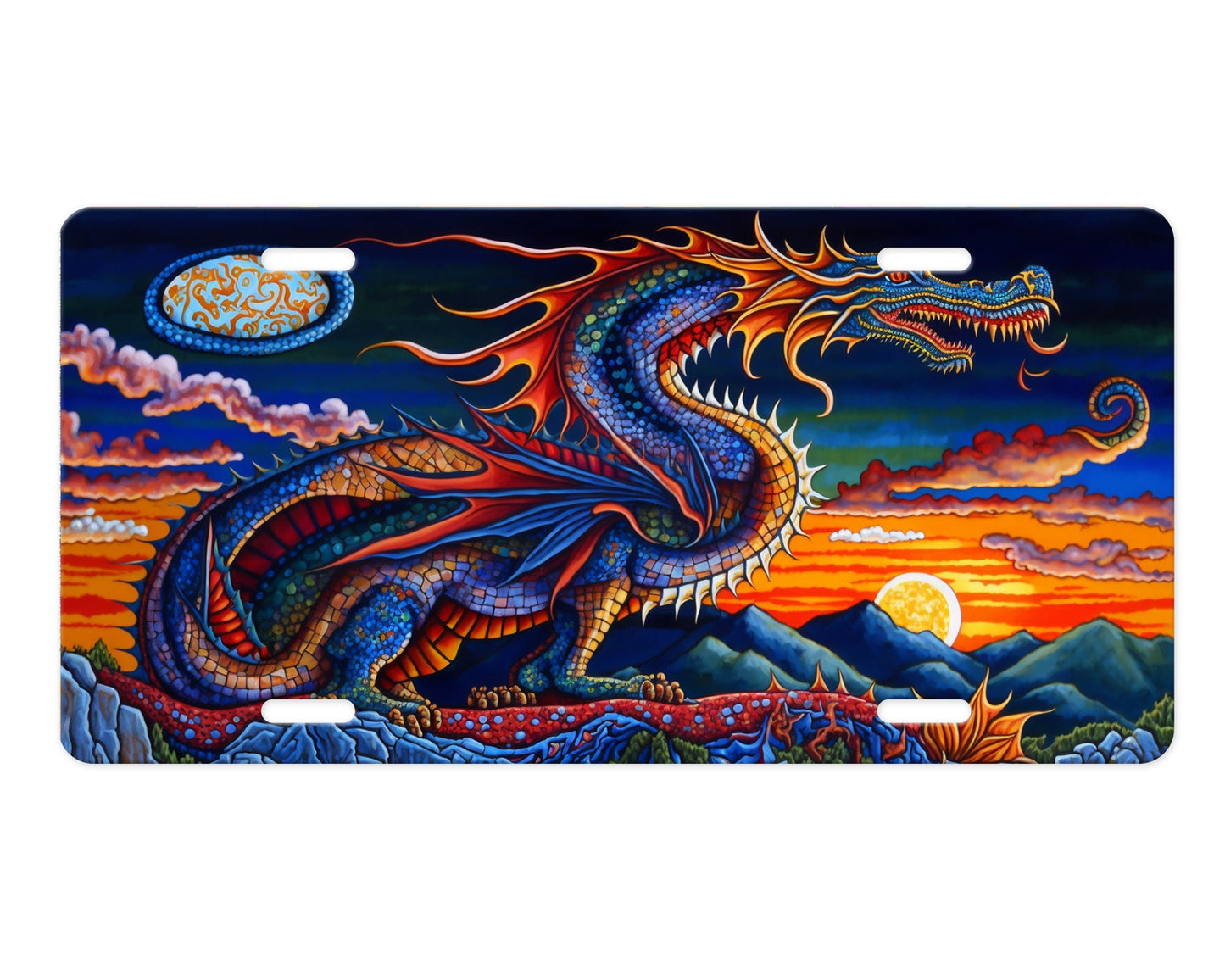 Blue Dragon Vanity Decorative Front License Plate - Cute Car License Plate Made in the USA - Aluminum Metal Plate - Front Plate for Car