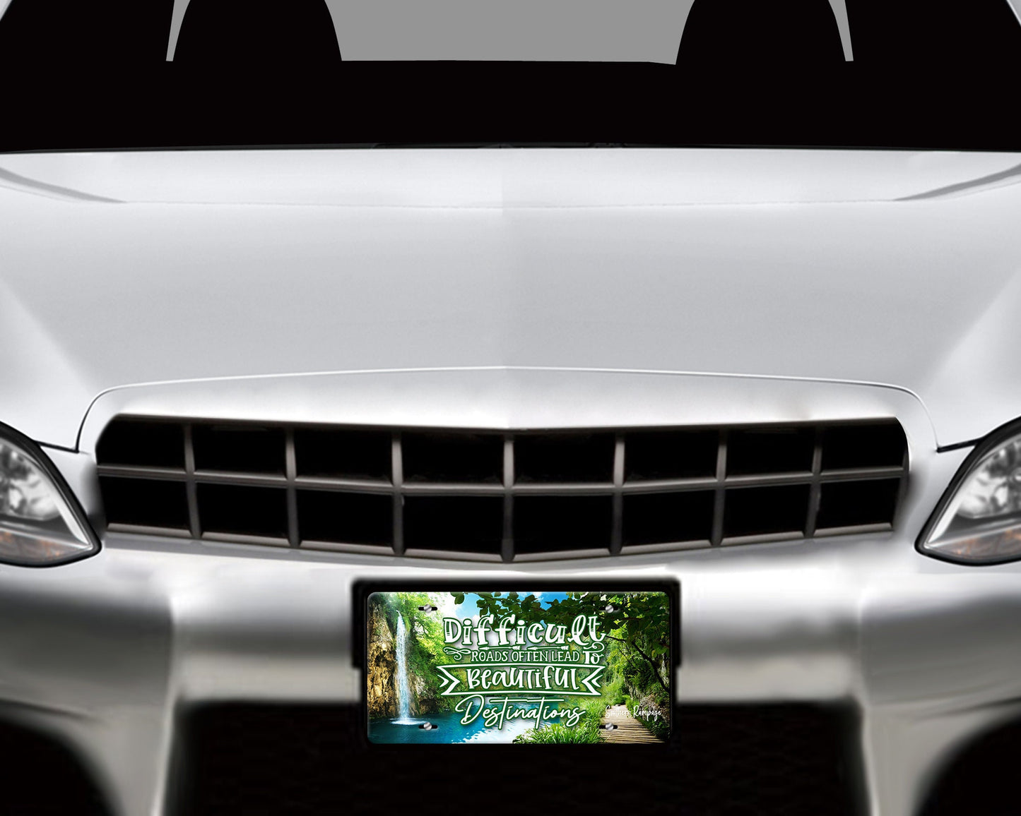 Difficult Roads Often Lead to Beautiful Destinations Aluminum Vanity License Plate Car Accessory Decorative Front Plate