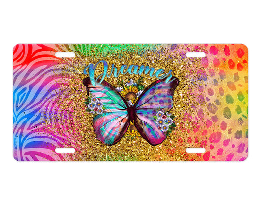 Dreamer Butterfly Aluminum Vanity License Plate Car Accessory Decorative Front Plate