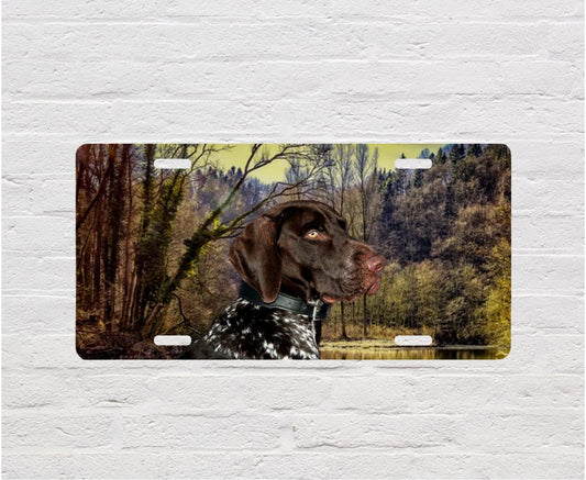 German Short Haired Pointer Pet Lovers Dog Aluminum Vanity License Plate Car Accessory Decorative Front Plate