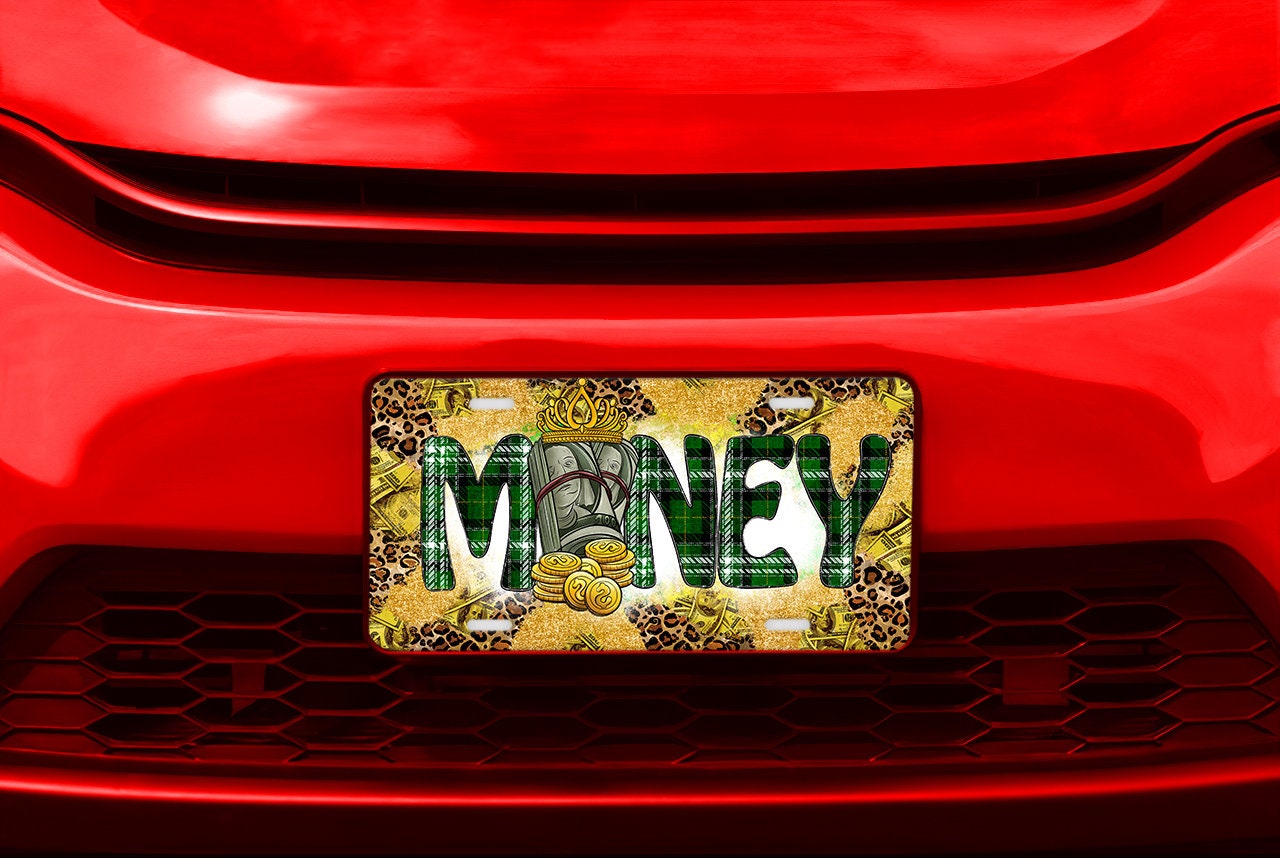 Money Aluminum Vanity License Plate Car Accessory Decorative Front Plate