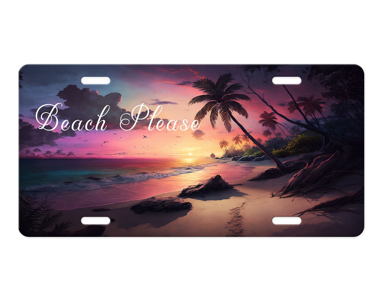 Beach Please Aluminum Vanity License Plate Car Accessory Decorative Front Plate