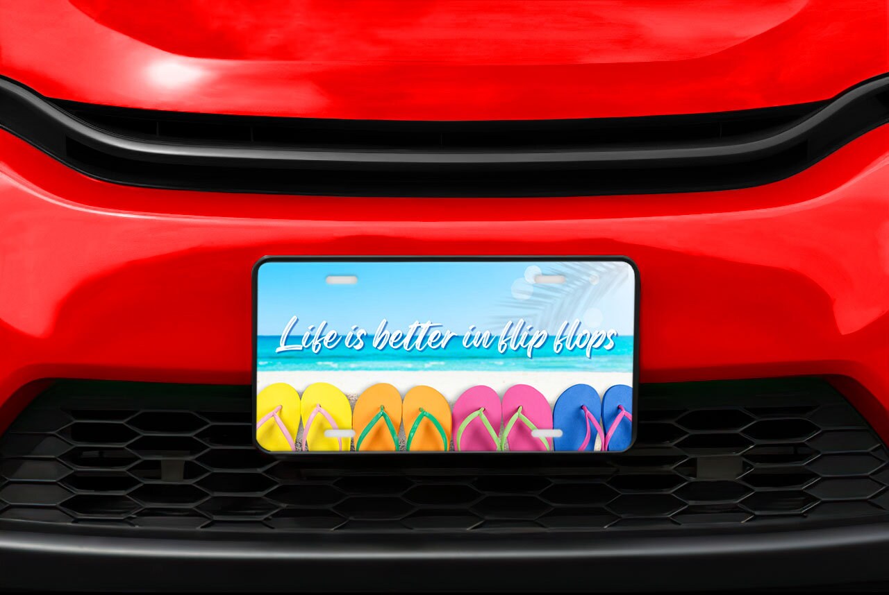 Life is Better in Flip Flops Aluminum Vanity License Plate Car Accessory Decorative Front Plate