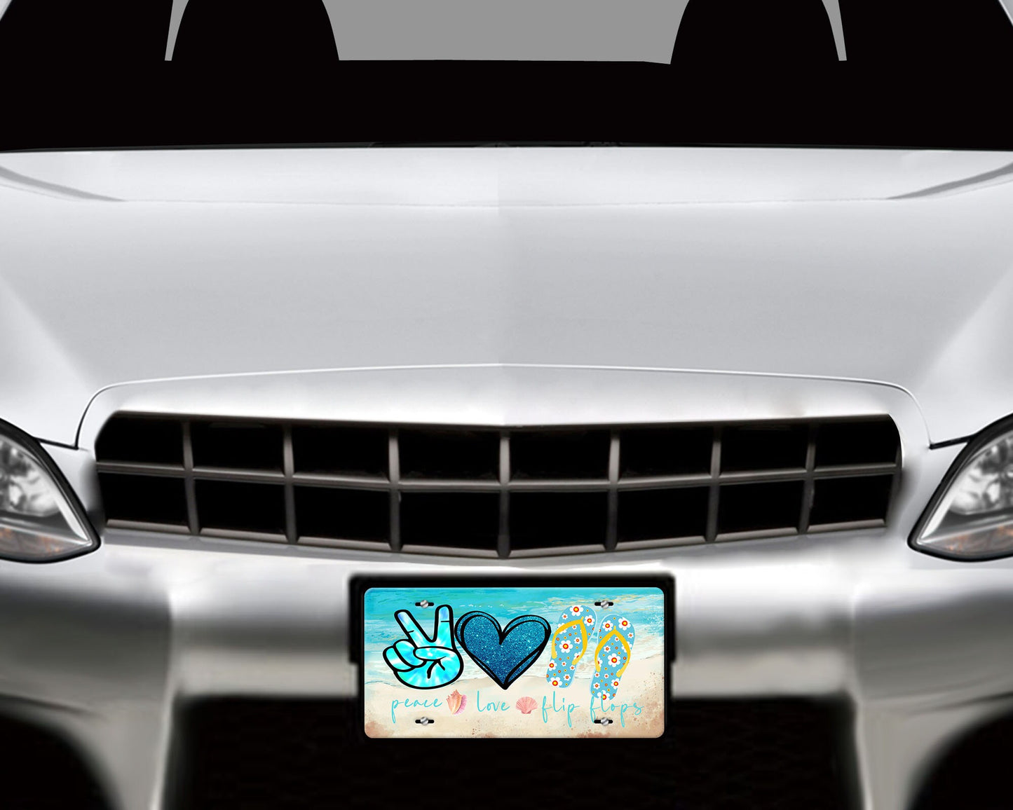 Peace Love Flip Flops Aluminum Vanity License Plate Car Accessory Decorative Front Plate